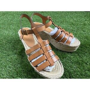 Tory Burch Women’s Fisherman Espadrille Platform Sandals 8.5 Genuine Leather